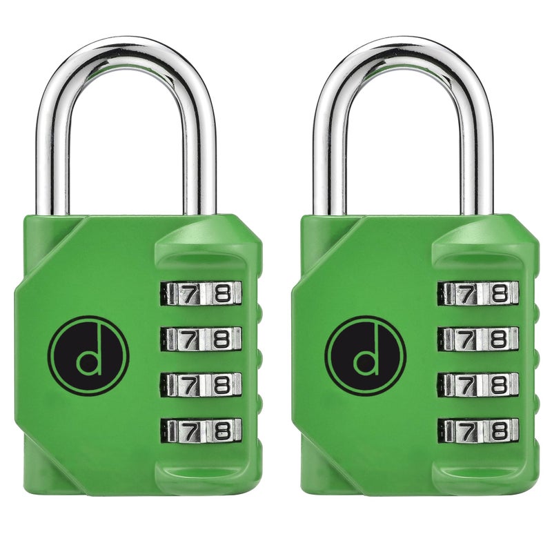 desired tools 4 Digit Combination Locks 2 Pack - Weatherproof Padlock with Code - Combination Lock for Locker, Gym, Outdoor Gate, Storage Shed, Fence Gate & Bike Lock - Keyless, Easy to Set, Reset - New Green - Image 1